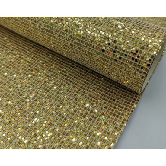 Lámina de Cuerina- Glitter de Cuadros (30x20cms) - Oro