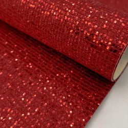 Lámina de Cuerina- Glitter de Cuadros (30x20cms) - Rojo