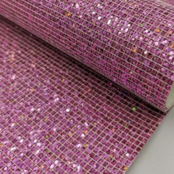 Lámina de Cuerina- Glitter de Cuadros (30x20cms) - Rosado