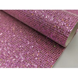 Lámina de Cuerina- Glitter de Cuadros (30x20cms) - Rosado