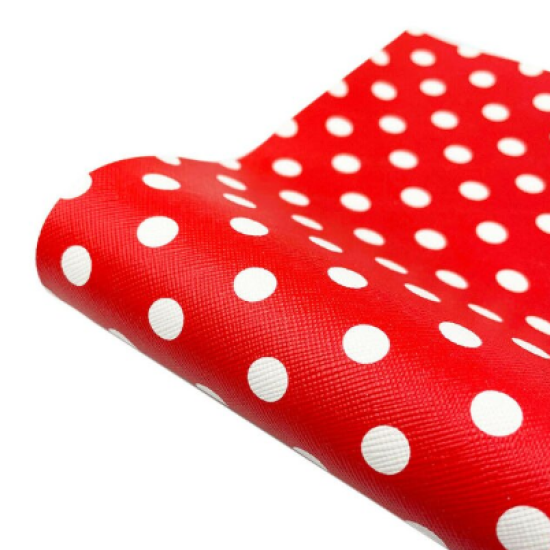 Lámina Ecocuero Estampado de Puntos (30x20cms) - Rojo