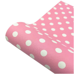 Lámina Ecocuero Estampado de Puntos (30x20cms) - Rosado