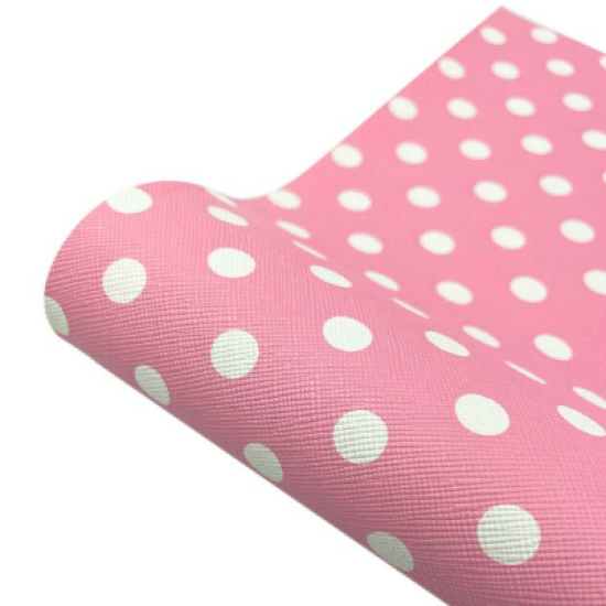 Lámina Ecocuero Estampado de Puntos (30x20cms) - Rosado