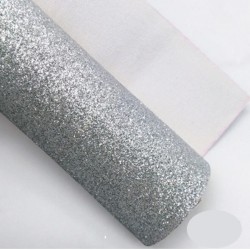Lámina Cuerina Glitter Lija (29x21cms) - Plateado 