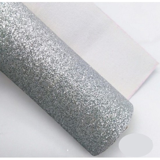 Lámina Cuerina Glitter Lija (29x21cms) - Plateado 
