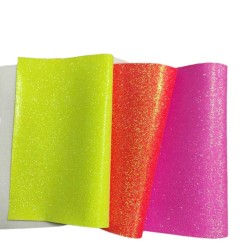Lámina Cuerina Glitter Lija (29x21cms) - Naranja Neon