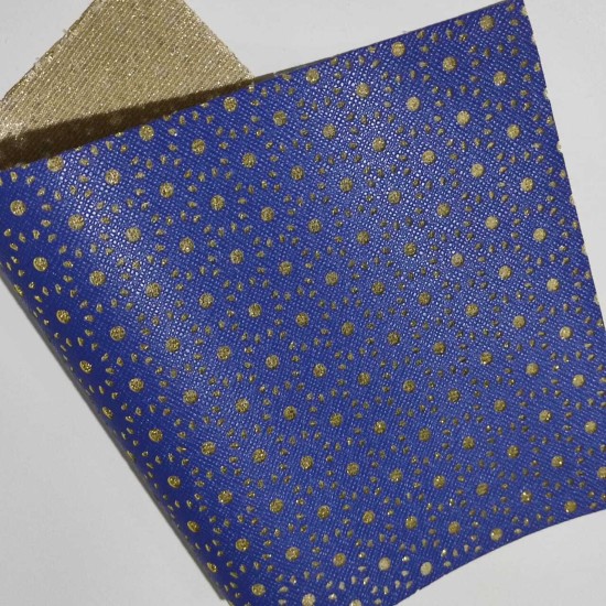 Lámina de Ecocuero Perforado (32x20cm) - Azul con Dorado