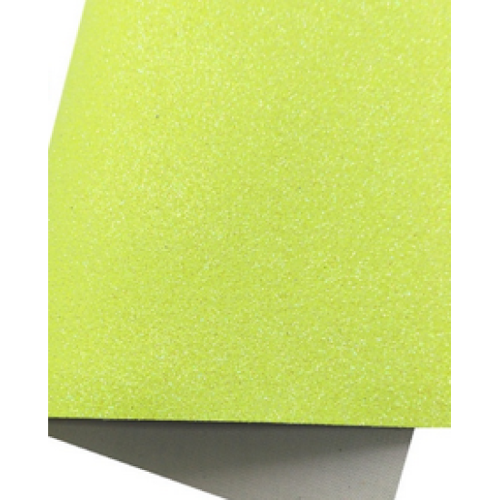 Lámina Cuerina Glitter Lija (29x21cms) - Amarillo Neon