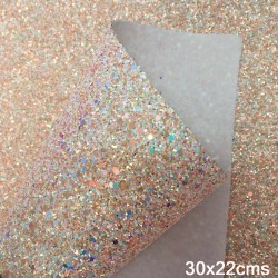 Lámina de Cuerina- Chunky Glitter (30x22cms) - Rosado Gold