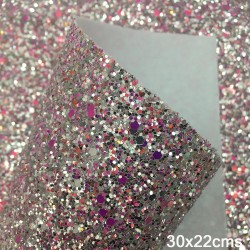 Lámina de Cuerina- Chunky Glitter (30x22cms) - Lila Mix