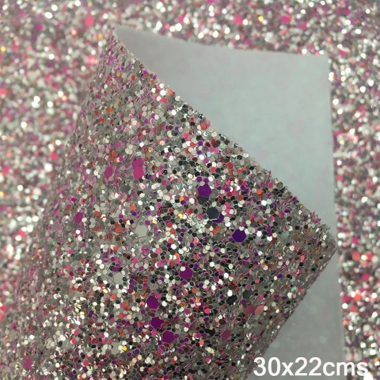 Lámina de Cuerina- Chunky Glitter (30x22cms) - Lila Mix Lámina de Cuerina- Chunky Glitter (30x22cms) - Lila Mix