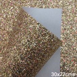 Lámina de Cuerina- Chunky Glitter (30x22cms)- Dorado