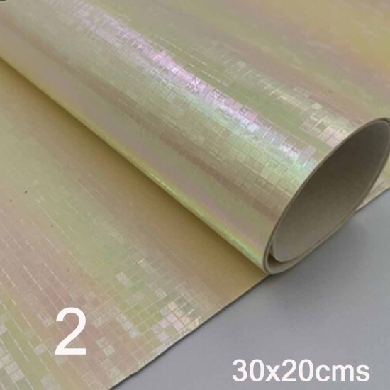 Lámina de Cuerina, Vinil Holograma Láser (30x20cms) - Beige