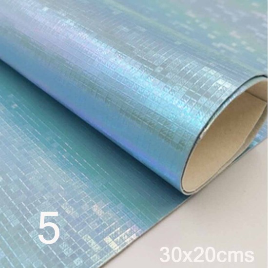 Lámina de Cuerina, Vinil Holograma Láser (30x20cms) - Celeste
