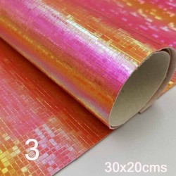 Lámina de Cuerina, Vinil Holograma Láser (30x20cms) - Naranja