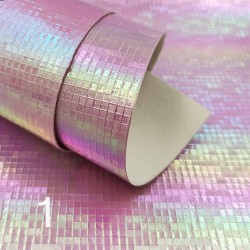 Lámina de Cuerina, Vinil Holograma Láser (30x20cms) - Rosado Claro