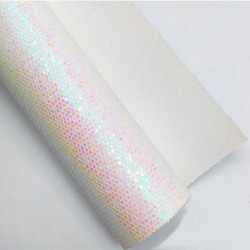 Lámina Cuerina Glitter Láser (29x21cms) - Blanco  Tornasol