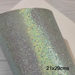 Lámina Cuerina Glitter Láser (29x21cms) - Azul Claro