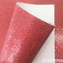 Lámina Cuerina Glitter Láser (29x21cms) - Rojo