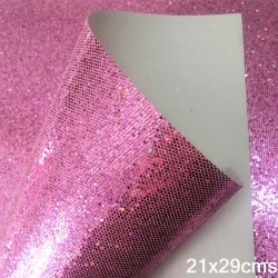 Lámina Cuerina Glitter Láser (29x21cms) - Rosado