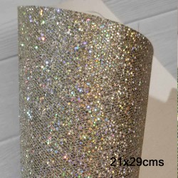 Lámina Cuerina Glitter Láser (29x21cms) - Mix Dorado Claro