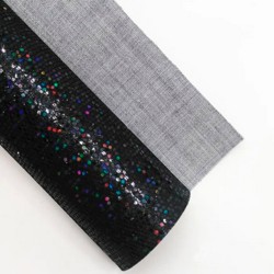Lámina Cuerina Glitter Láser (29x21cms) - Negro