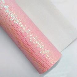 Lámina Cuerina Glitter Láser (29x21cms) - Rosado Bebé
