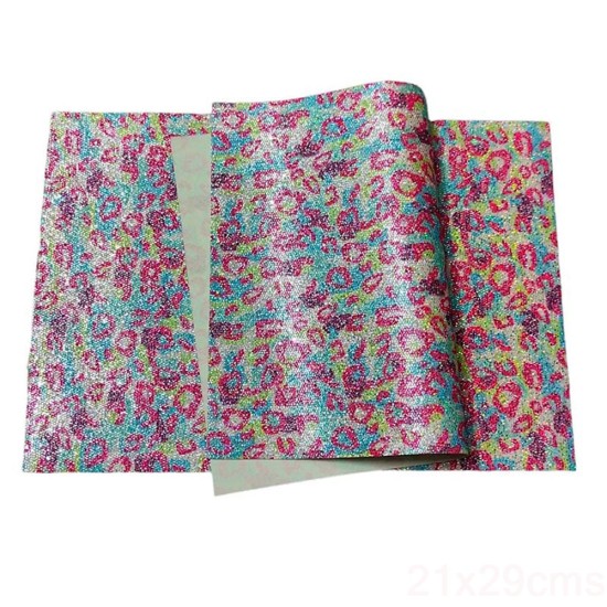 Lámina de Cuerina- Glitter de Animal Print (29x21cm) - Fucsia