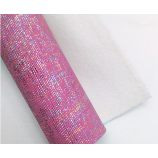 Lamina de Polipiel (30x20cms) - Rosado con chispas