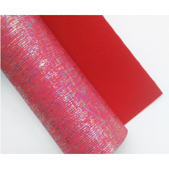 Lamina de Polipiel (30x20cms) - Rojo con chispas