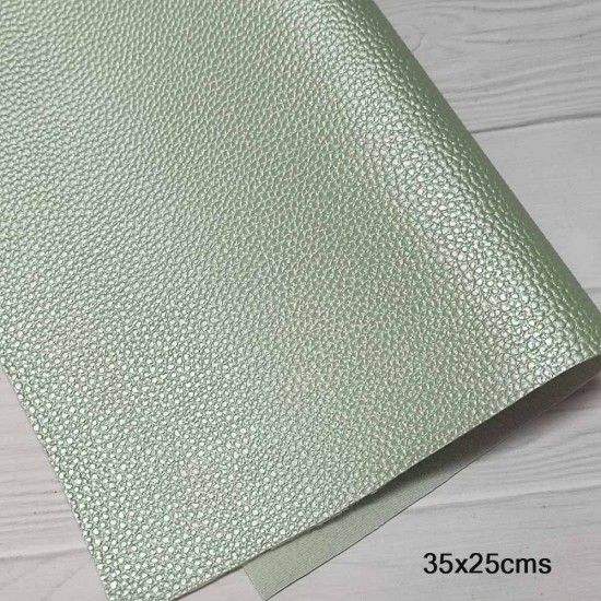 Lamina de Cuerina Lichi Metalizado (35x25cms) - Menta Met