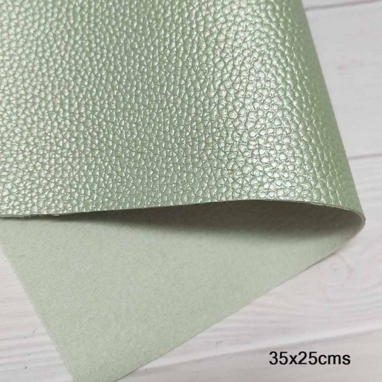 Lamina de Cuerina Lichi Metalizado (35x25cms) - Menta Met