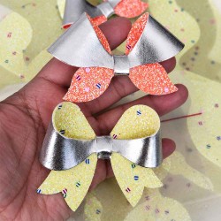 *DESCUENTO* Pack de 4 Cuerinas Doble Vista Chunky Glitter Colores Neon/ Plateado (35x25cms) + Plantillas de Regalo