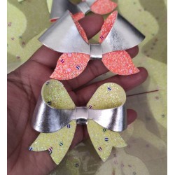 Pack de 4 Cuerinas Doble Vista Chunky Glitter Colores Neon/ Plateado (35x25cms) + Plantillas de Regalo