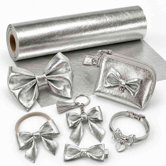 Lámina de Cuerina Metálizado Brillante (35x25cms) - Plateado Lámina de Cuerina Metálizado Brillante (35x25cms) - Plateado
