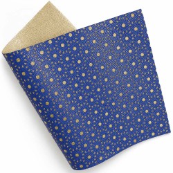 Lámina de Ecocuero Perforado (32x20cm) - Azul con Dorado