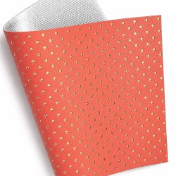 Lámina de Ecocuero Perforado (32x20cm) - Salmon con Dorado Grande