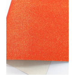 Lámina Cuerina Glitter Lija (29x21cms) - Naranja Neon