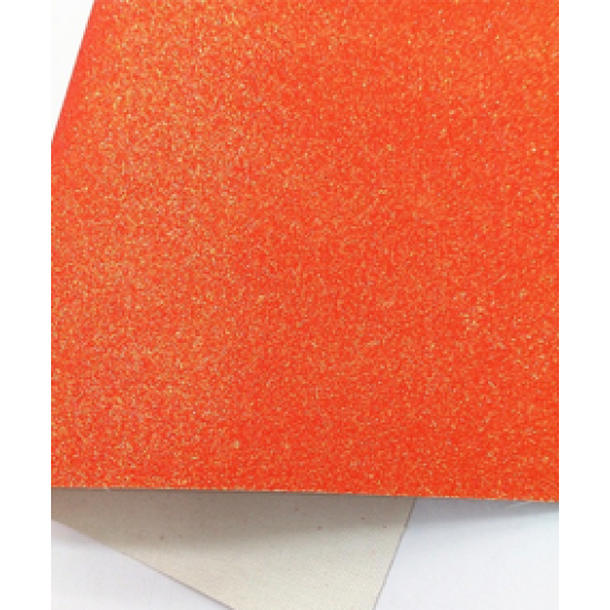 Lámina Cuerina Glitter Lija (29x21cms) - Naranja Neon
