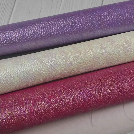 Pack de 3 Cuerinas PU Litchi Nacarado (35x25cms)