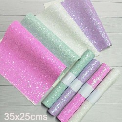 Pack de 4 Cuerinas Chunky Glitter Colores Pastel (35x25cms)