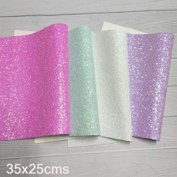 Pack de 4 Cuerinas Chunky Glitter Colores Pastel (35x25cms)