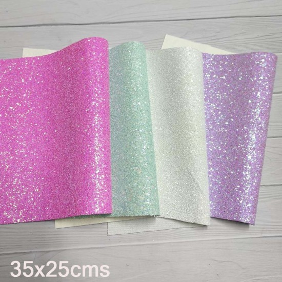 Pack de 4 Cuerinas Chunky Glitter Colores Pastel (35x25cms)