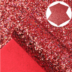 Lámina de Cuerina- Chunky Glitter  (33x20cms) - Rojo