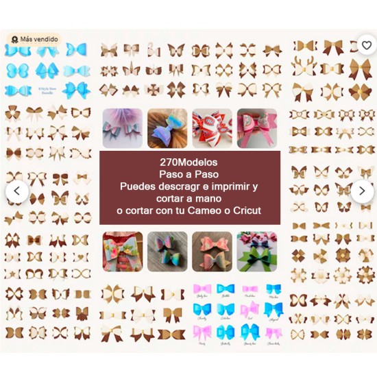 Pack Digital de Plantillas Descargables e Imprimibles de Moños - Sirve para Cricut y Cameo  - 270 modelos