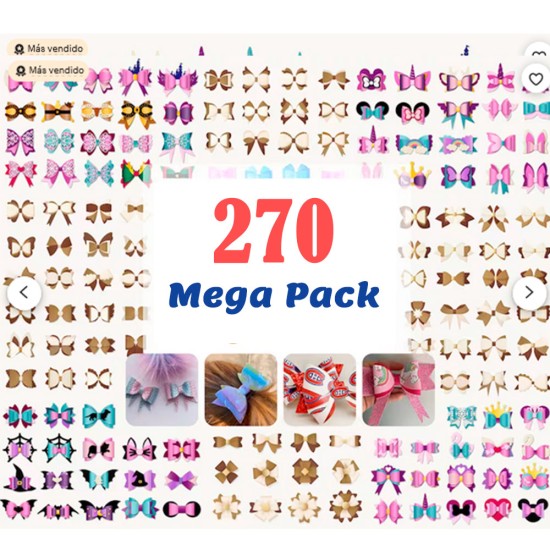 Pack Digital de Plantillas Descargables e Imprimibles de Moños - Sirve para Cricut y Cameo  - 270 modelos