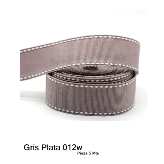 Cinta Gros Puntadas (38mm) - Pieza 5 metros GRIS PLATA #012W