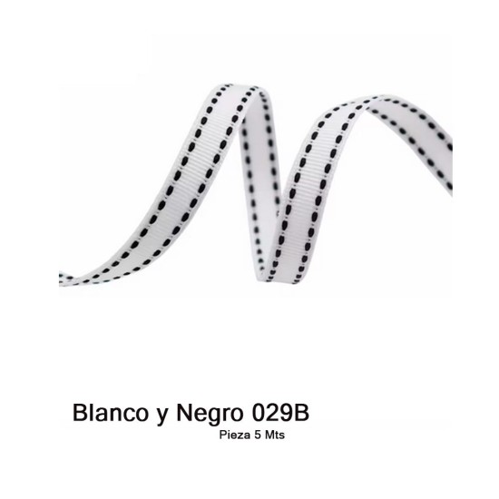 Cinta Gros Puntadas (9mm) - Pieza 5 metros BLANCO Y NEGRO #029B