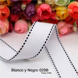 Cinta Gros Puntadas (38mm) - Pieza 5 metros BLANCO Y NEGRO #029B