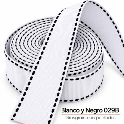 Cinta Gros Puntadas (9mm) - Pieza 5 metros BLANCO Y NEGRO #029B